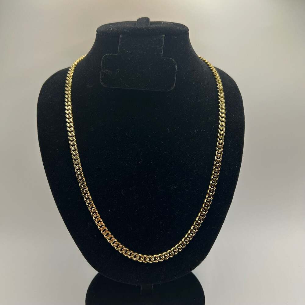 5mm Gold Plated Cuban Link Chain Necklace 20 Inch Unisex Hip Hop Flat New